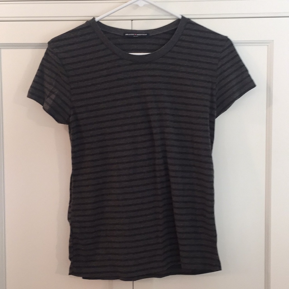 Brandy Melville Black & Grey Striped Shirt